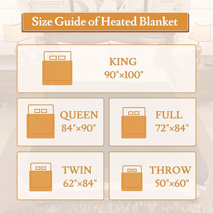 Electric Heated Blanket 62"x84" Twin Size Flannel & Sherpa - 4 Heat Settings & 10H Auto Shut Off for Safe Overnight Use, Fast Heating, Machine Washable for Bed, Couch, Office - Dark Gray