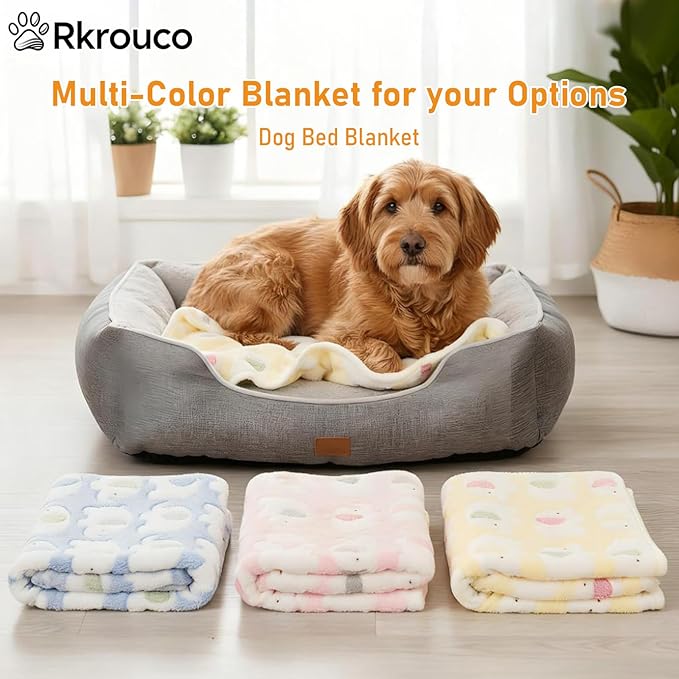 Three Piece Pet Blanket Set for Dogs Cats Soft Comfy Puppy and Kittens Bed Blanket Fluffy Fleece Pets Throw with Cute Patterns (Small 24x16 inch, Cute Animals)