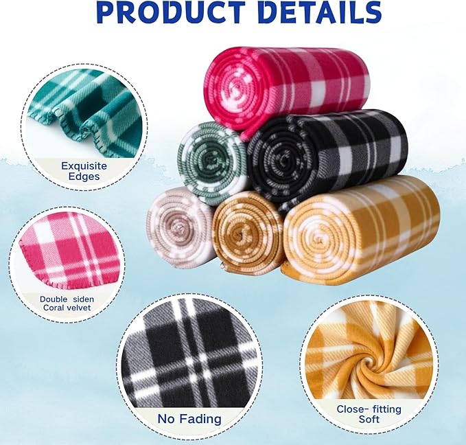 ZYFZCYBL Fleece Blanket Bulk Pack of 6 Cozy Fleece Throw Blankets 50x60 Warm Soft Lightweight Breathable Pet-Friendly for Bed Sofa Camping Wedding Gifts(Multiple Print)