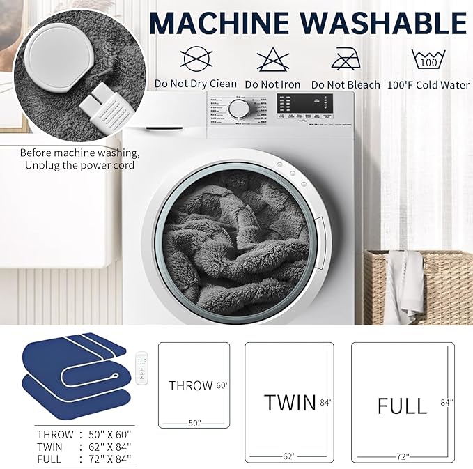 Electric Heated Blanket Twin - 62" x 84" Heating Blanket Throw House Warming Gifts New Home, Ultra Soft Warm Flannel Sherpa Fast Heat,8 Heat Level 10 Hours Auto-Off ETL Certified