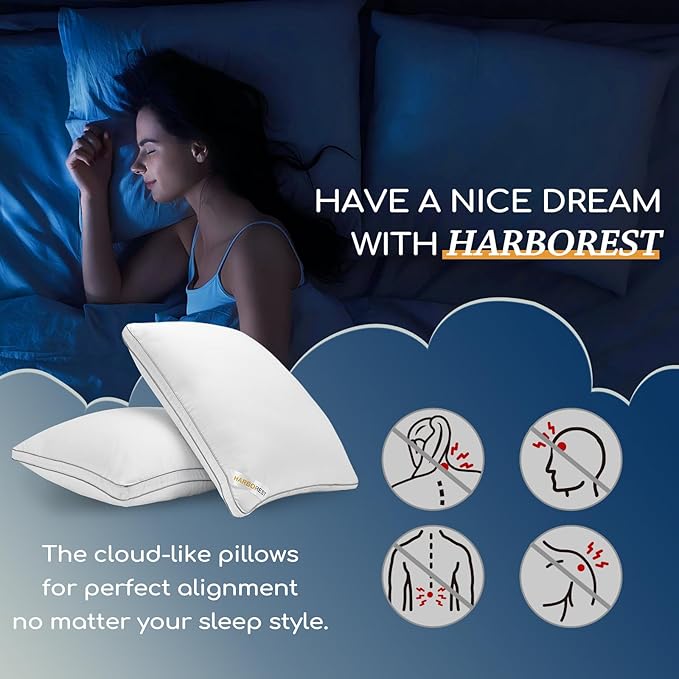 HARBOREST King Size Down Alternative Pillows Set of 2-20 x 36 Bed Pillows for Sleeping, Hotel Collection Pillows Good for Side and Back Sleeper