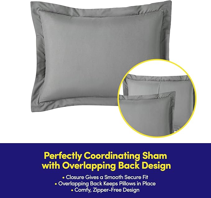 Twin Size Comforter Set Quilted Stripe Bedding Bundle β Stylish Set with Comforter, Mattress Protector, Sheet Set & Pillow Shams β Sophisticated Striped Design for Home & Guest Rooms, Gray/Silver