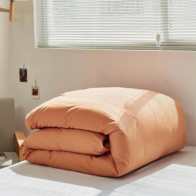 Wellboo Peach Comforter Sets Twin Size Pink Orange Bedding Comforters Solid Grapefruit Color Bedding Women Girls Light Orange Quilts Modern Minimalist Peach Comforters Plain Coral Pink Bed Luxury