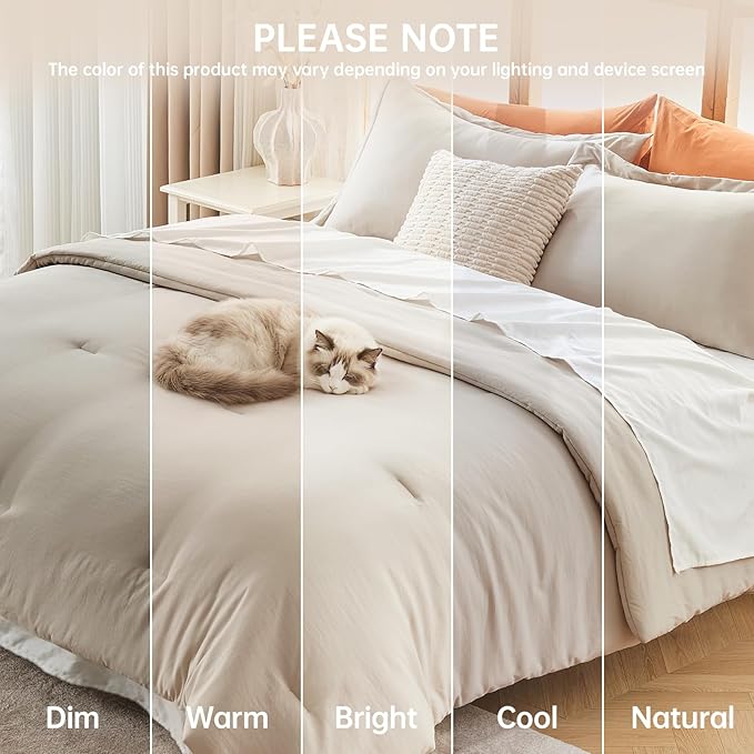 MUXHOMO Queen Comforter Set, All Season Ultra Soft Down Alternative Bedding - 3 Piece Lightweight Bed Set Includes 1 Comforter (90"x90") and 2 Pillow Shams (20"x26"), Linen