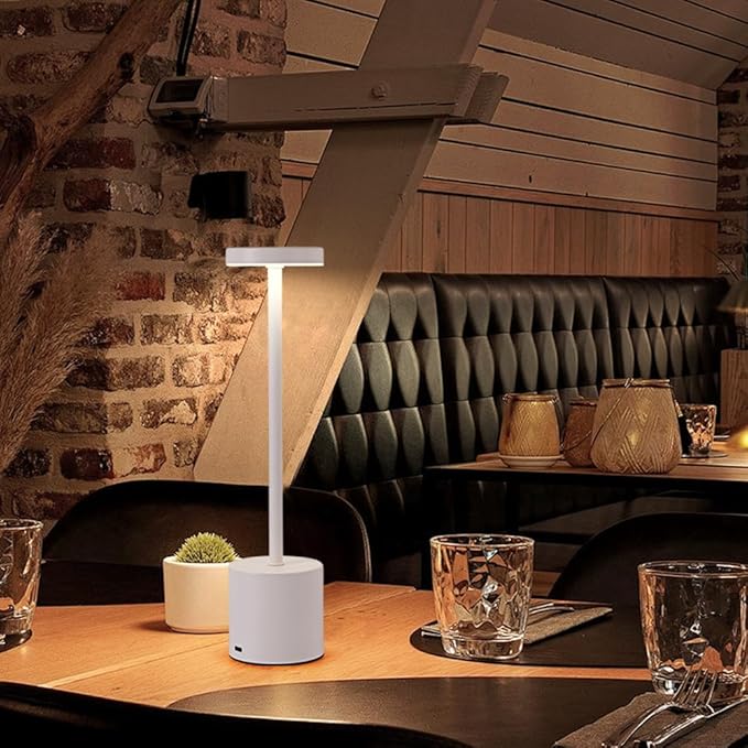 Cordless Table Lamp Set of 2, 5000mAh Rechargeable Battery Powered LED Table Light, Portable Touch Dimming Outdoor Table Lamps,3 Color Light for Restaurant,Patio,Bedroom,Camping,Cofee (White)