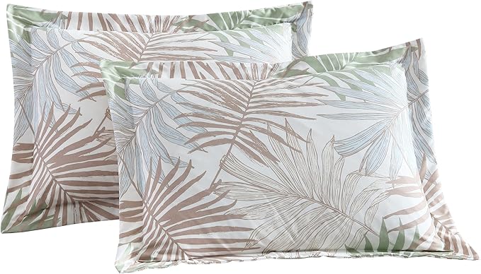 Caribbean Joe Full/Queen 3-Piece Comforter Set, Tropical Coastal Beach Design Bedding, Sunrise Palm