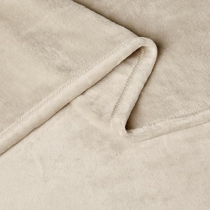 Basics Soft Fleece Throw Blanket, Lightweight Cozy Blanket for Couch & Sofa, 50 x 60 Inches, Beige