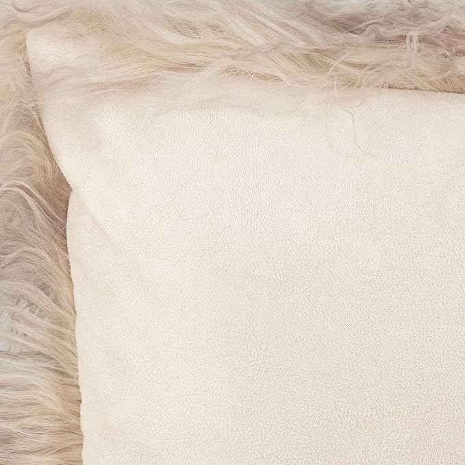 SARO LIFESTYLE Mongolian Lamb Fur Poly Filled Throw Pillow