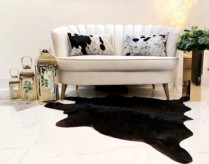 NGF Genuine Cowhide Lumber Pillows Cushion Cover - Leather Hair on 12' x 22' Throw Pillow - Handmade Leather Cushion Case with Hidden Zipper for The Living Room (Black & White, 12" x 22" Inches)