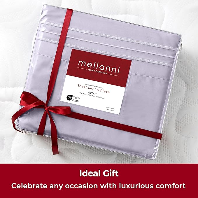 Mellanni Twin Sheets Set - 3 PC Iconic Collection Bedding - Hotel Luxury, Extra Soft, Cooling Bed Sheets - Wrinkle, Fade, Stain Resistant (Twin, Lavender)