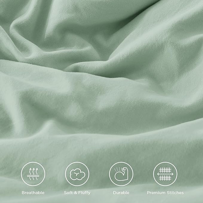 Andency Sage Green California King Comforter Set, 3 Pieces Farmhouse Shabby Chic Bedding Comforter Sets, Lightweight Fluffy Soft Microfiber All Season Bed Set(104x96In Comforter)