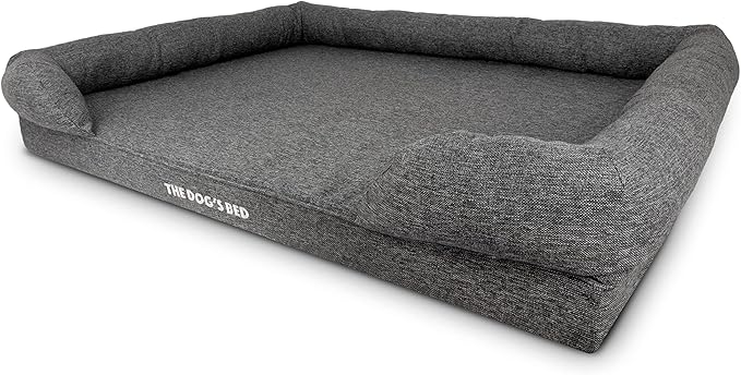 The Dog’s Bed Orthopedic Memory Foam Dog Bed with Bolsters, Linen Fabric, Grey Linen, XXL