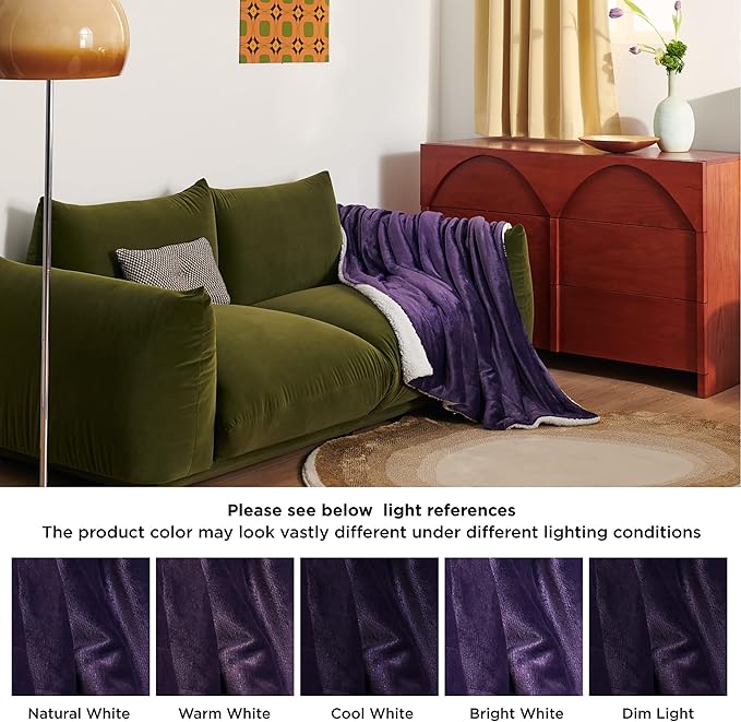 Bedsure GentleSoft Sherpa Fleece Throw Blanket for Couch - Thick and Warm Throw Gifts for Women and Girls, Soft Fuzzy Plush Christmas Blanket for Winter, Non-Heated, Purple, 50x60 Inches