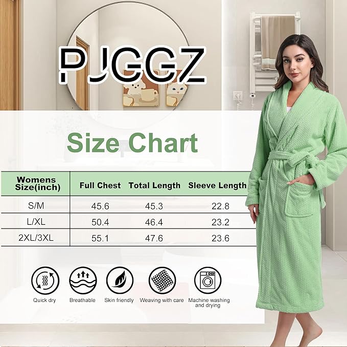 Women's Shawl Collar Bathrobe, Soft Long Towel Robes for Women - Super Absorbent Quick Dry yet Warm