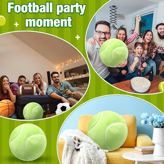 Yousoontic Tennis Ball Plush 10.8 Inch Nordic Round Tennis Sports Pillow Fluffy Tennisball Throw Pillow Stuffed Plushies Sport Theme Gifts for Couch Sofa Bedroom Bed Decorations
