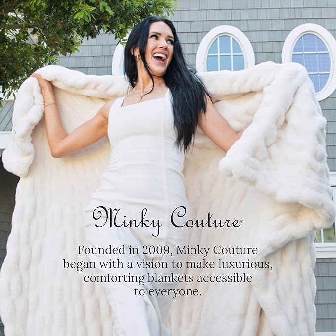 Minky Couture Hugs Blanket - Extra Plush Blanket for Premium Gifting - Stretchy Bubbled Cozy Throw - Silky Smooth - Durable & Machine-Washable - Travel-Friendly - Monster, Cream