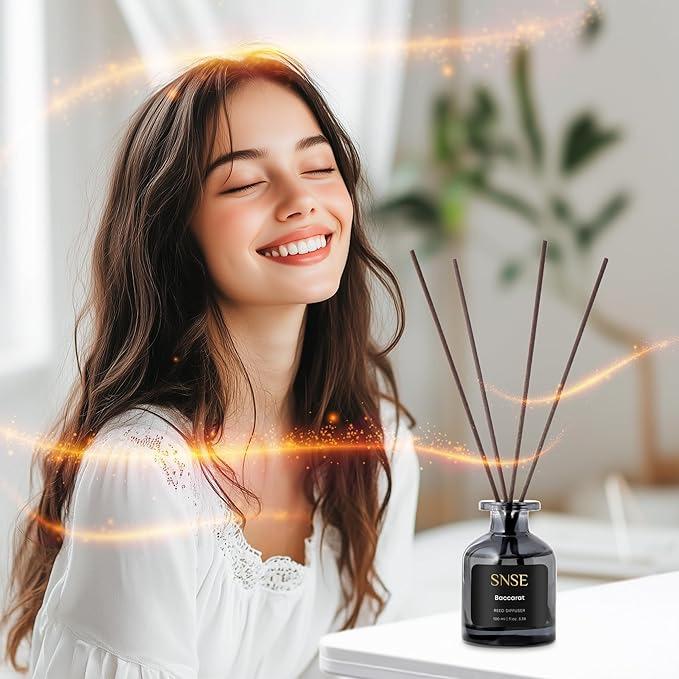 SNSE Baccarat Rouge Inspired Reed Diffuser – Luxury Home Fragrance Set, Long-Lasting Perfume Aroma, Elegant Gift, Relaxing & Sophisticated Scent