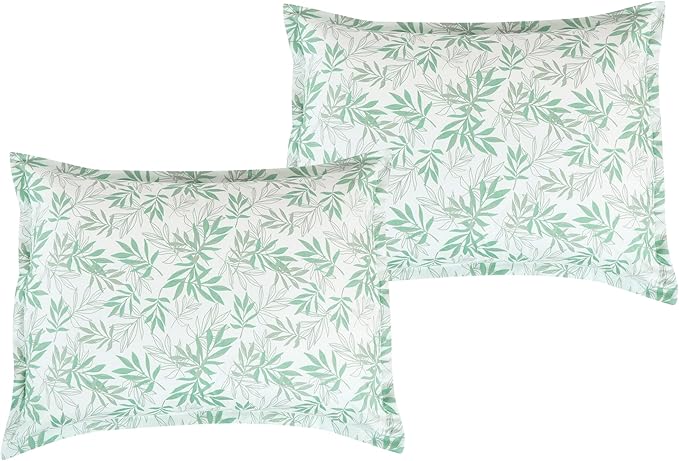Chezmoi Collection Venus 3-Piece Floral Leaves Comforter Set Full - Green White Leaves Printed Microfiber Lightweight Bedding Set for All Season