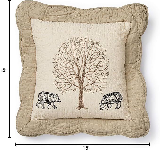 Donna Sharp Cotton Throw Pillow - Bear Creek Lodge Decorative Throw Pillow with Bear Pattern - Square