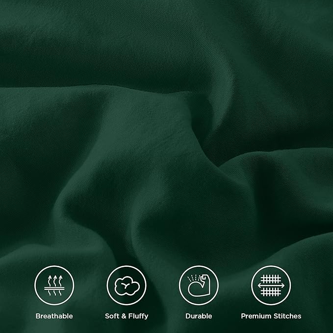 Andency Dark Green Ruffle Comforter Full Set, 3pcs Vintage Farmhouse Shabby Chic Bedding Comforter Set, Soft Lightweight Fluffy Bed Comforter Sets All Season Bedding Set
