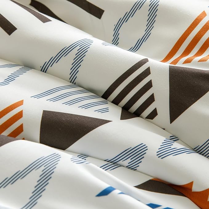 CLOTHKNOW Aztec Boho King Size Comforter Set Geometric Bedding Comforter Sets White Brown Comforter with 2 x Pillow Cases