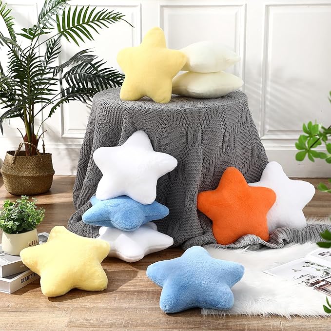 2 Pcs 11 Inch Star Pillow Decorative Star Shaped Throw Pillow Gift Cute Aesthetic Soft Plush Floor Cushions Room Decor for Bedroom Living Room Sofa Bed(Blue)