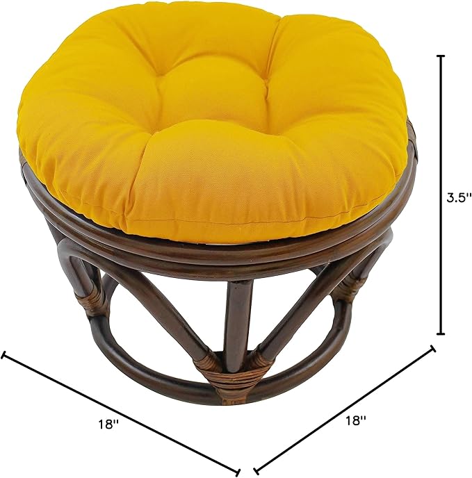 Blazing Needles Solid Twill Round Footstool Cushion, 18", Sunset