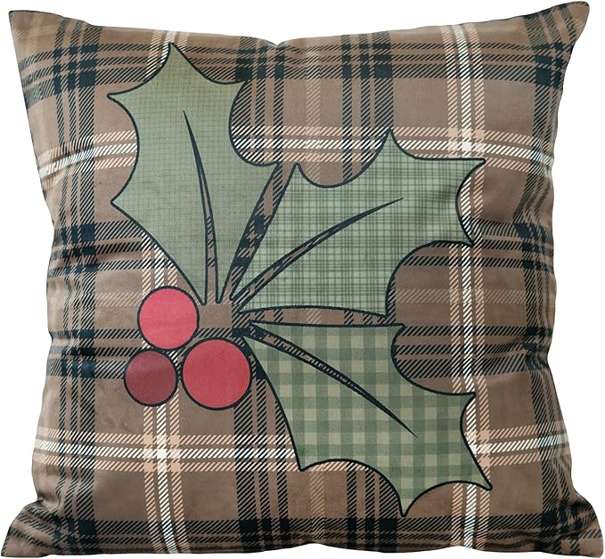 Donna Sharp 2-Piece Holly Forest Holiday Themed Decorative Throw Pillow Set - Pillows for Couch, Sofa, Beds, and Chairs - Includes 18" x 18" Square & 12" x 22" Rectangular Pillows