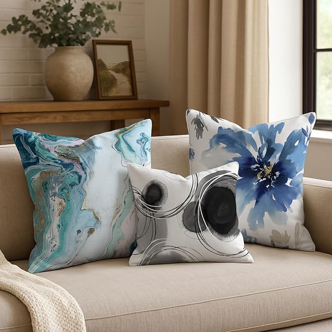 Americanflat 14x14 Throw Pillow with Premium Polyester - Decorative Pillows for Home Decor - Stylish Pillows for Couches, Bedrooms and Chairs - Black and White