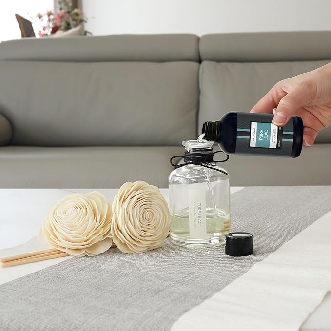 Aronica Twin Sola Diffuser 160ml_Eucalyptus and Bergamot Essential Oil Flower Diffuser, Non Toxic Reed Diffusers, Beach Themed Home Room Decor, Natural Gift for Men, Beach Scent
