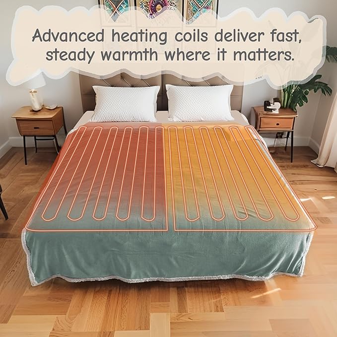 Electric Heated Blanket Throw Size 50"x60", Soft Flannel with Overheat Protection, 9 Adjustable Heat Settings & 10-Hour Auto-Off Timer, Fast Heating for Winter Comfort, Light Green