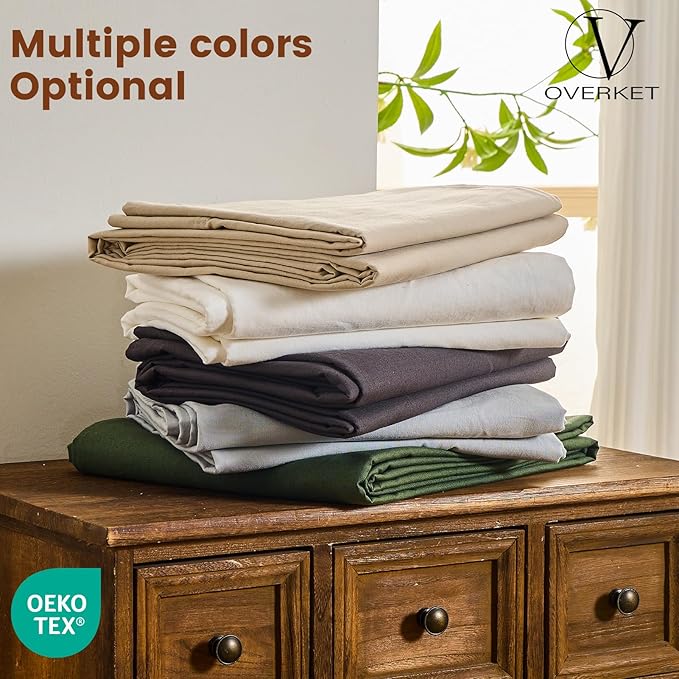 100% Linen Sheets Queen Size,Breathable & Durable 4-Piece Bed Flax Sheet Set,Soft All-Season Bedding for Hot Sleepers 16" Deep Pocket Oeko-TEX Certified,(Queen, Grey)