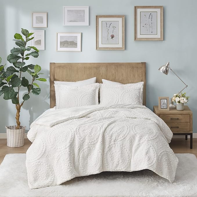 Madison Park Ultra Soft Luxury Premium Plush Comforter Mini Modern All Season Down Alternative Bedding Set with Matching Sham, Full/Queen, Ivory