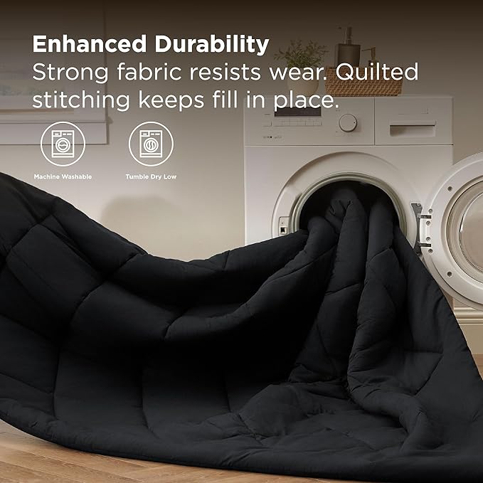 Bedsure 5 Pieces Twin Comforter Set Premium Series, Hotel Luxury Soft Bed in a Bag, Goose Down Alternative, Safe for Sensitive Skin Bedding Comforter All Season Medium Warmth, Black Twin Size