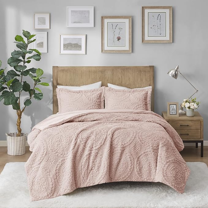 Madison Park Ultra Soft Luxury Premium Plush Comforter Mini Modern All Season Down Alternative Bedding Set with Matching Sham, Twin, Blush