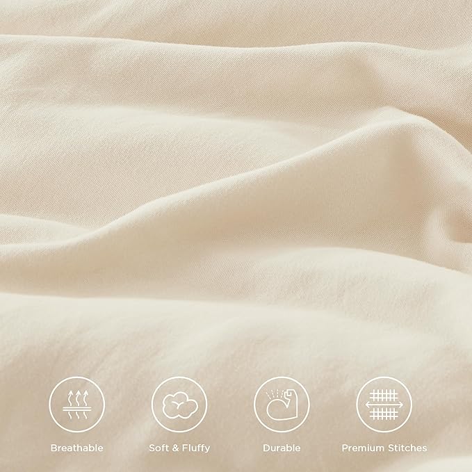 Andency Beige California King Comforter Set, 3 Pieces Farmhouse Shabby Chic Bedding Comforter Sets, Lightweight Fluffy Soft Microfiber All Season Bed Set(104x96In Comforter)
