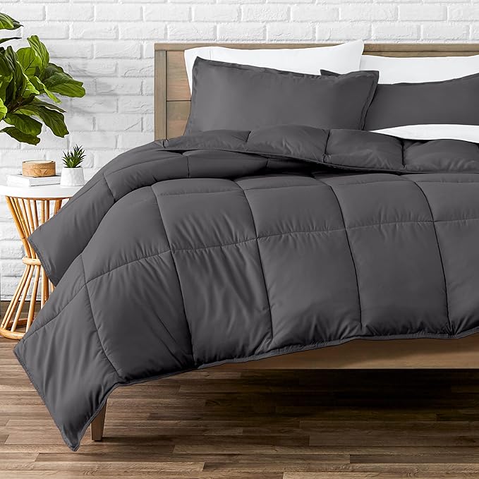 Bare Home Comforter Set - Oversized King Size - Ultra-Soft - Goose Down Alternative - Premium 1800 Series - All Season Warmth (Oversized King, Forged Iron Grey)