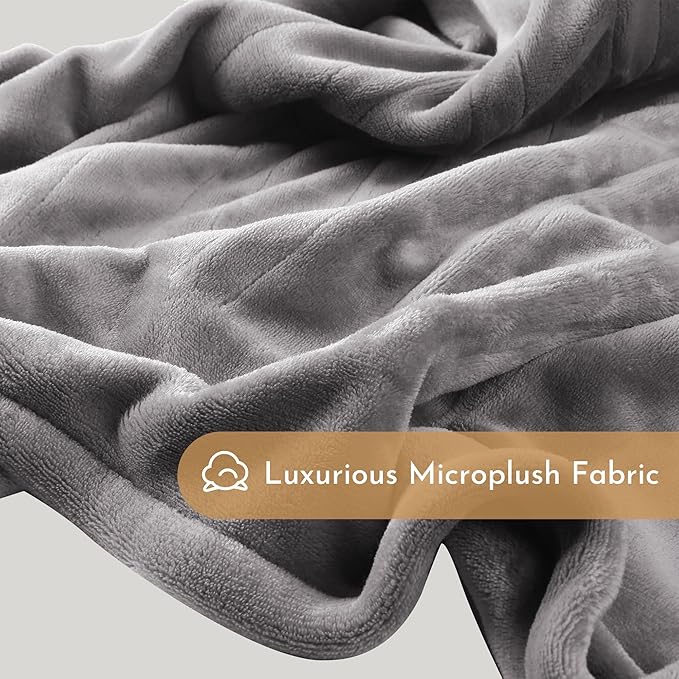 Electric Heated Blanket 72"x84" Full Size Flannel Heated Blanket, Cozy & Warm for All Night, 5 Heat Settings & 10 Hours Auto Off, Machine Washable, Light Grey