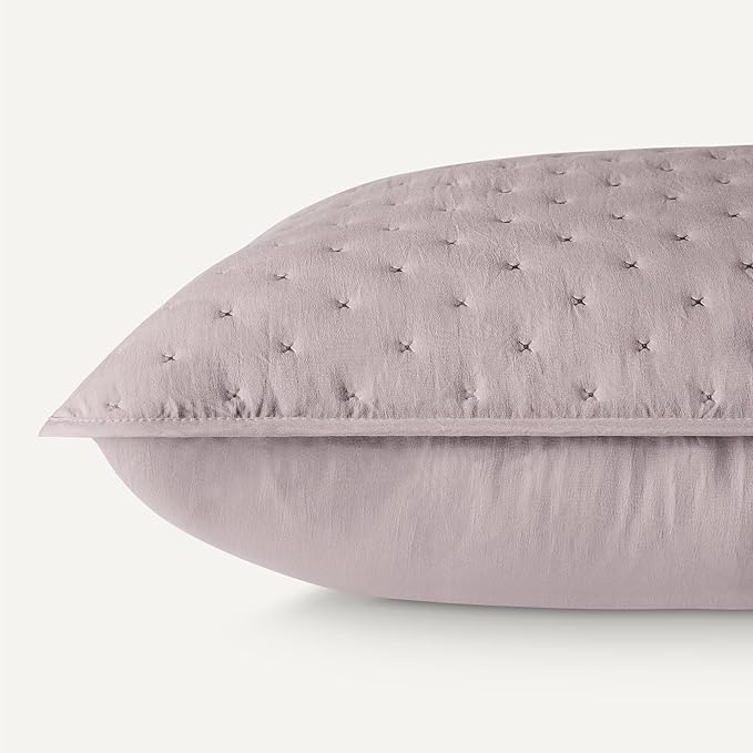 Amazon Basics Brushed Microfiber Quilt Set, Extra Soft with Natural Texture, 2-Piece, Twin/Twin XL, Purple