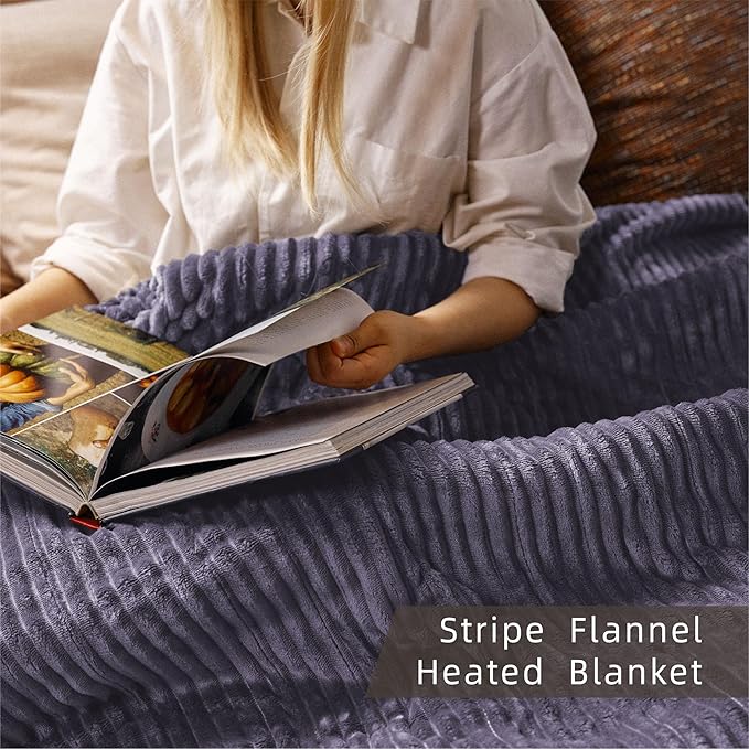 Heated Blanket Queen Size 84"x90",ETL Certification-10 Heating Levels Electric Blanket&1-10 Hour Auto Off,Heating Blanket with Dual Controller(Purple)