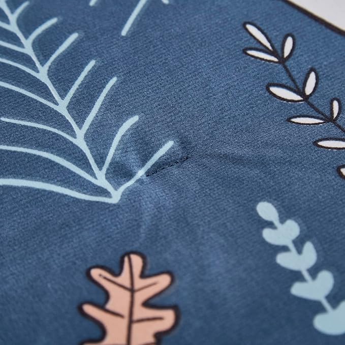 CLOTHKNOW Blue Animal Full Size Comforter Sets Kids Bedding Comforter Sets Cartoon Rustic Fox Rabbit Comforter with 2 x Pillow Cases