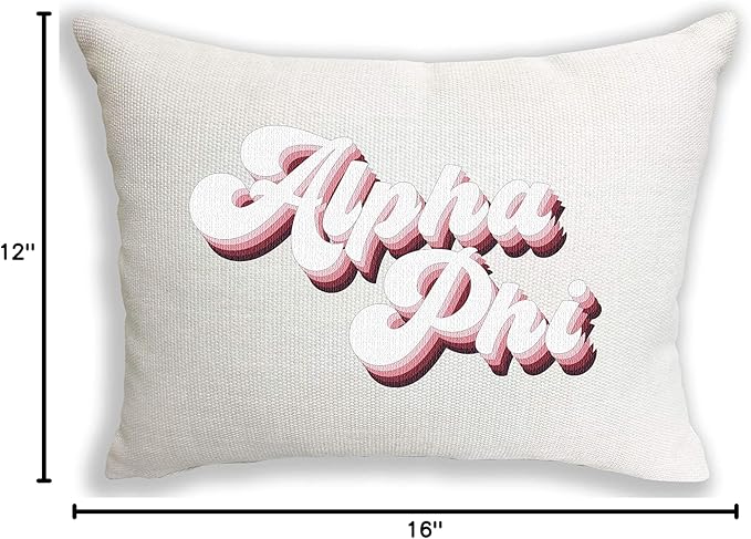 Sorority Shop Alpha Phi Pillow – Retro Design, 12" x 16" Lumbar Pillow Sorority