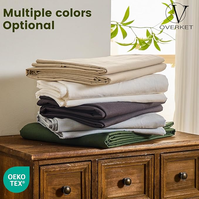 100% Linen Sheets California King Size,Breathable & Durable 4-Piece Bed Flax Sheet Set,Soft All-Season Bedding for Hot Sleepers 16" Deep Pocket Oeko-TEX Certified,(Cal King, Forest Green)