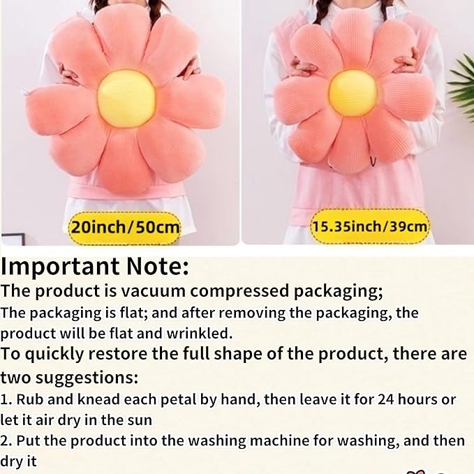 2 Pcs White Blue Flower Pillow Decorative Throw Pillows for Bed Couch Sofa Chair,15.35" Cute Aesthetic Flower Daisy Shaped Pillows Floor Cushions for Bedroom Room Classroom (White+Blue, 15.35 Inch)