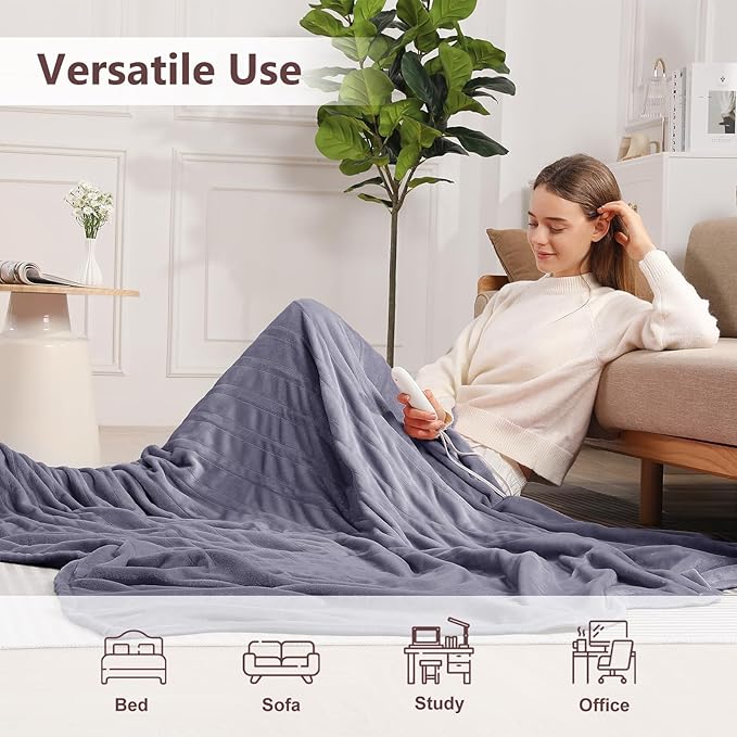 Heated Blanket Full Size Electric Blanket 72" X 84" with 5 Heating Levels & 10 Hours Auto Off, Double-Sided Premium Flannel Heating Blanket, ETL & FCC Certified, Machine Washable, Warm Gift