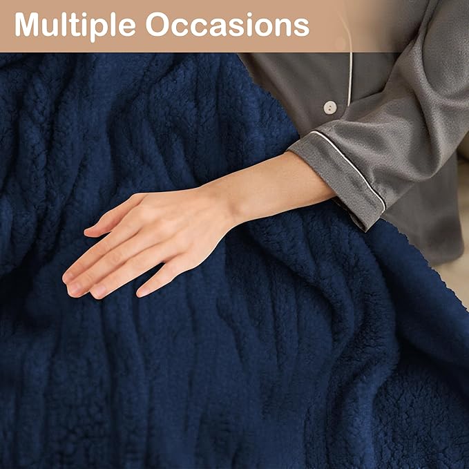 Electric Heated Blanket Full Size 72"×84" with 9 Heating Levels & 1-10Hs Auto Off,Double Sided Plush Sherpa, Energy Efficient, Machine Washable, for Couch & Bed, Dark Blue