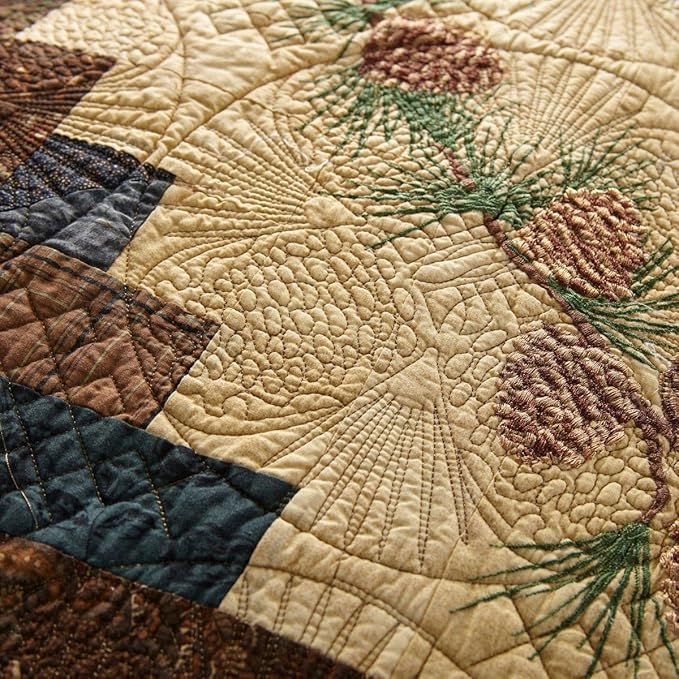 Donna Sharp Pillow Sham - Cabin Raising Pine Cone Lodge Decorative Pillow Cover with Pine Cone Pattern - Standard