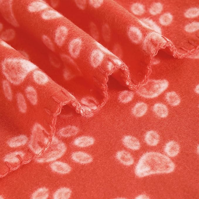 CAI TENG 3 Pack Pet Blankets for Small Dogs Dog Blanket 21x30 Inch Soft Pet Fleece Blanket Warm Puppy Essentials for Bed Cute Paw Printed Throw Dog Red Brown Black