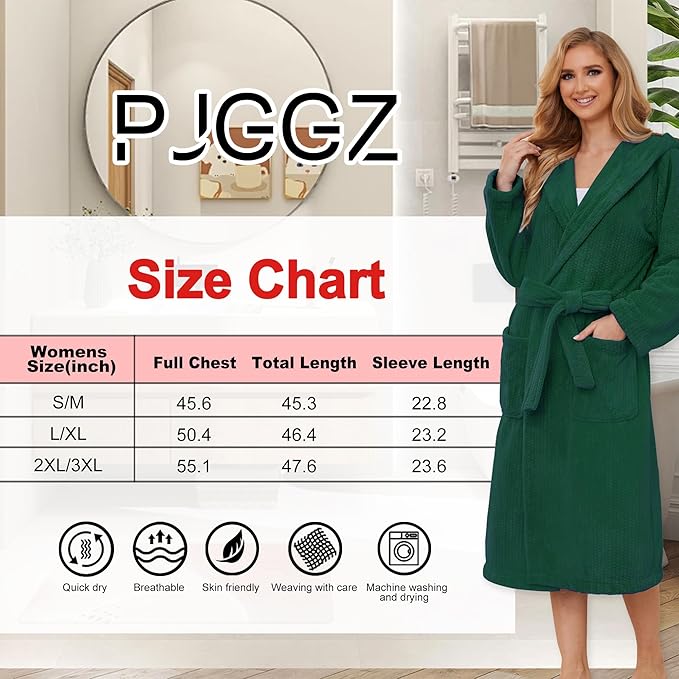 Hooded Bathrobes for Women, Soft Long Towel Robes for Women - Quick Dry yet Warm