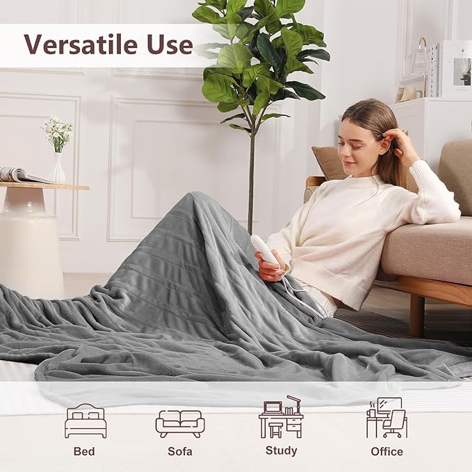 Heated Blankets King Size Electric Blankets 100''X90'', Soft Cozy Flannel Electric Blanket King with Dual Controllers, 5 Heating Level & 10 Hour Auto Off, ETL Certified & Machine Washable, Warm Gifts